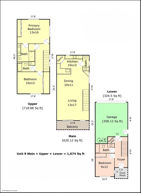 a floor plan of a house with two bedrooms and a living room